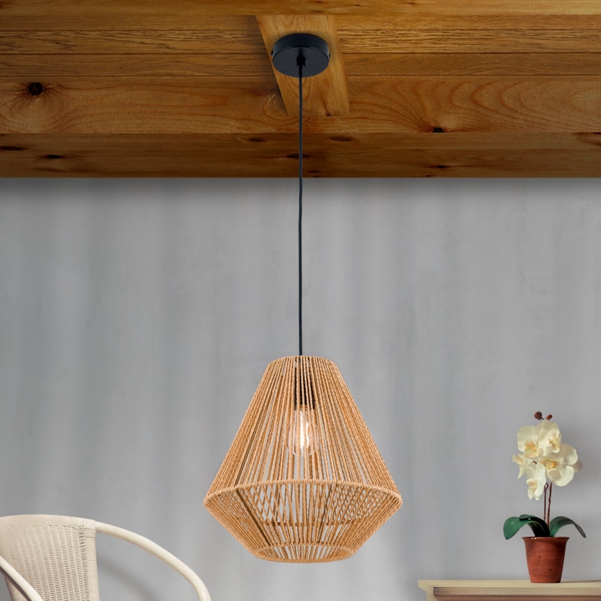 Lampadario a sospensione con filo JUNGLE 1xE27/40W/230V diametro 31 cm canapa