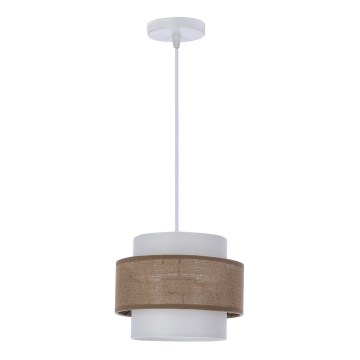 Lampadario a sospensione con filo JUTA 1xE27/40W/230V marrone/bianco