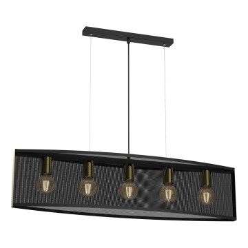 Lampadario a sospensione con filo KAGA 5xE27/60W/230V nero/oro