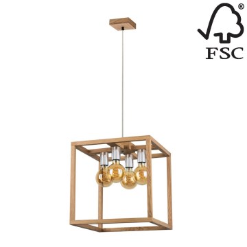 Lampadario a sospensione con filo KAGO 4xE27/60W/230V -  certificato FSC