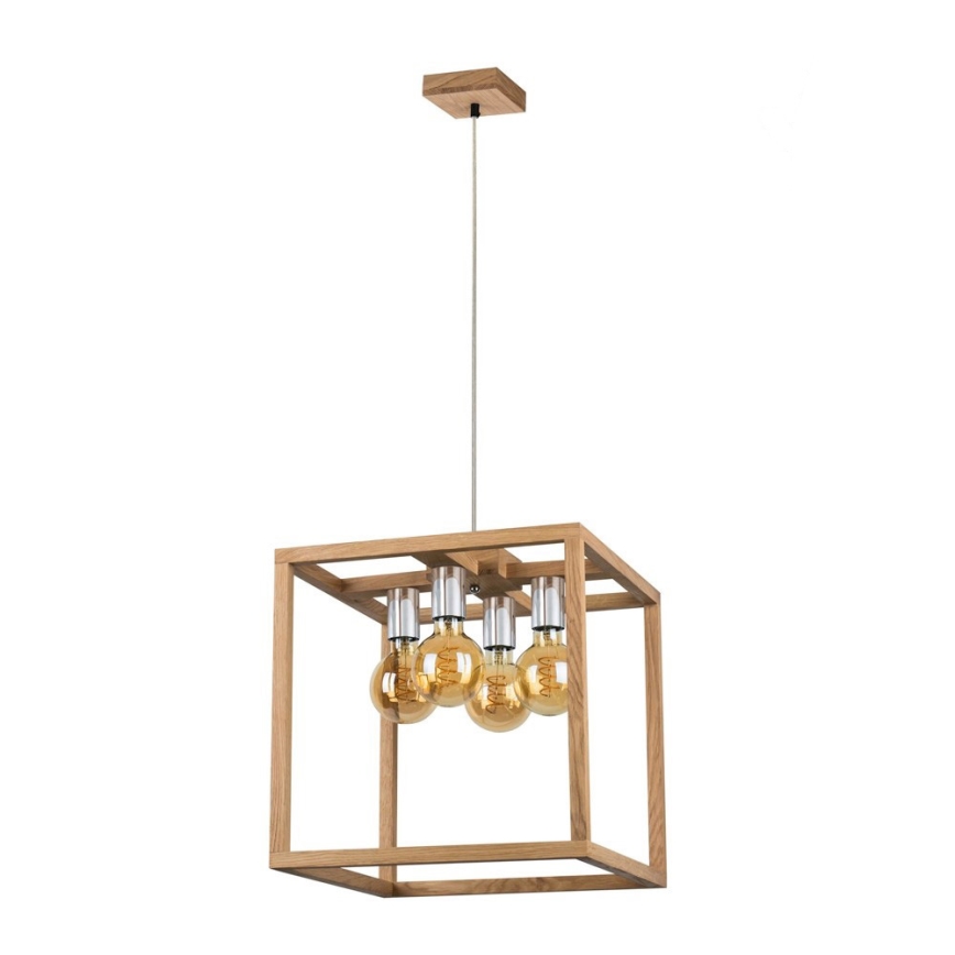 Lampadario a sospensione con filo KAGO 4xE27/60W/230V quercia