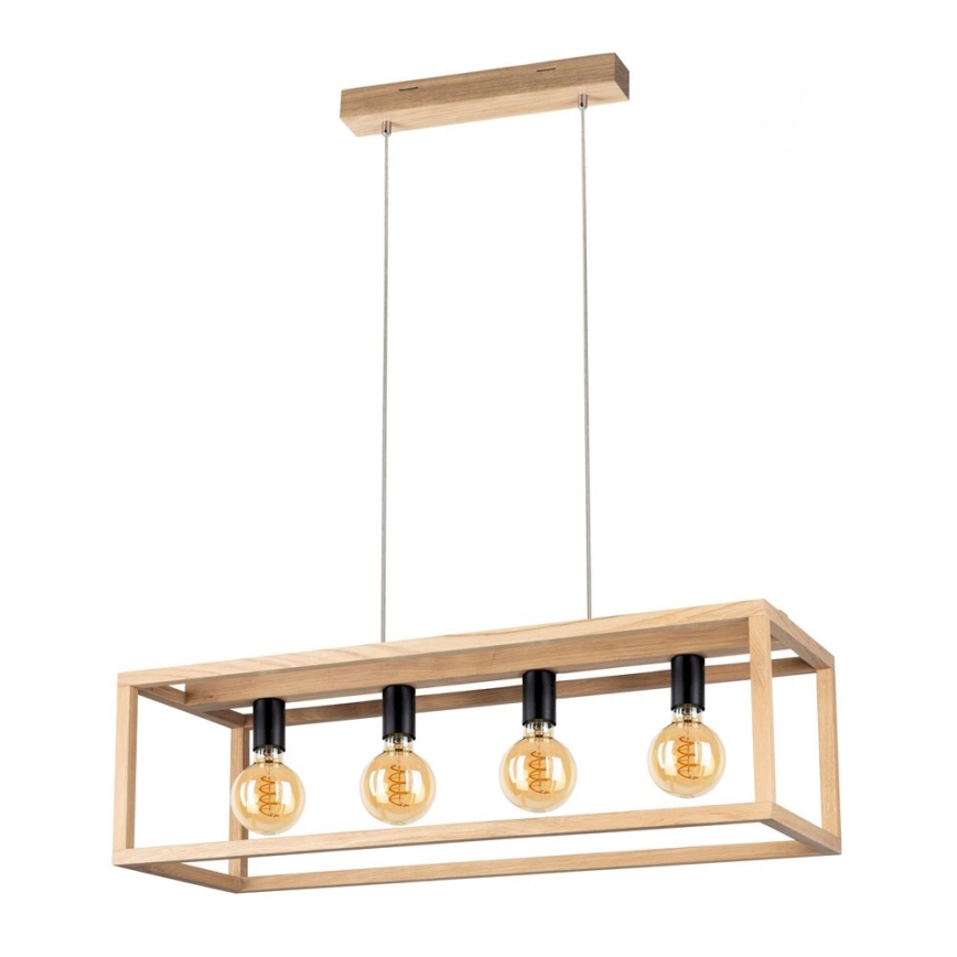 Lampadario a sospensione con filo KAGO 4xE27/60W/230V quercia opaco