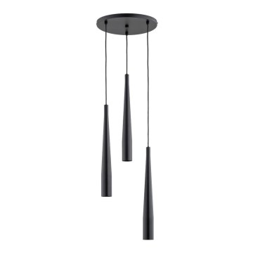 Lampadario a sospensione con filo KALINI 3xGU10/40W/230V diametro 30 cm nero