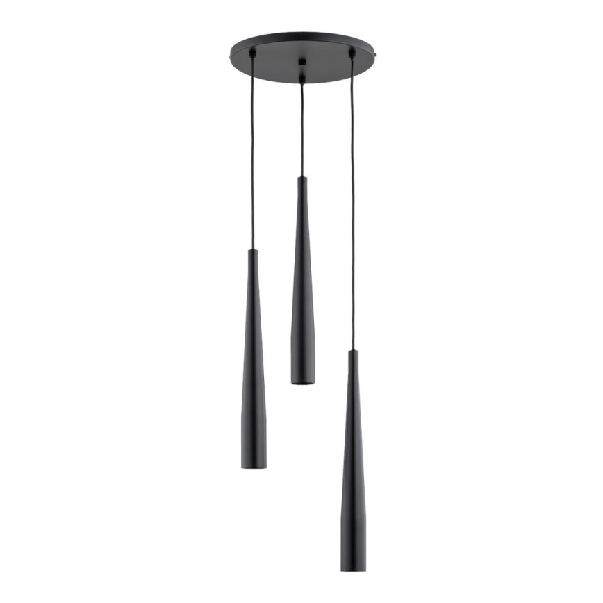 Lampadario a sospensione con filo KALINI 3xGU10/40W/230V diametro 30 cm nero