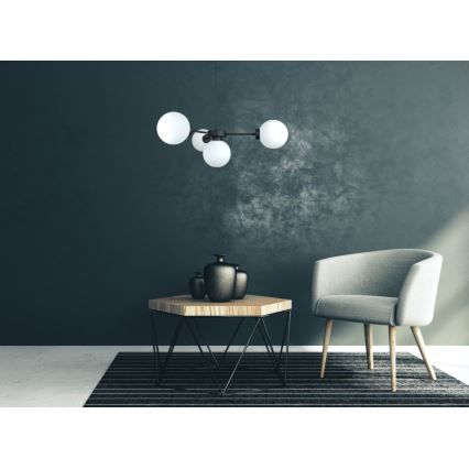 Lampadario a sospensione con filo KALIOPE 4xE14/50W/230V nero/bianco