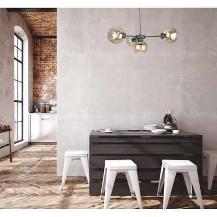 Lampadario a sospensione con filo KALIOPE 4xE27/60W/230V nero/fumé beige