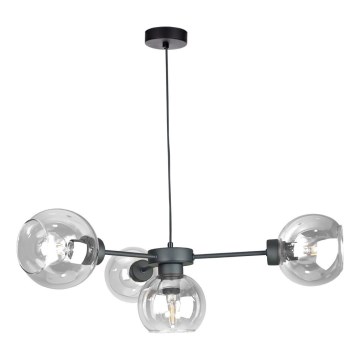 Lampadario a sospensione con filo KALIOPE 4xE27/60W/230V nero/limpido
