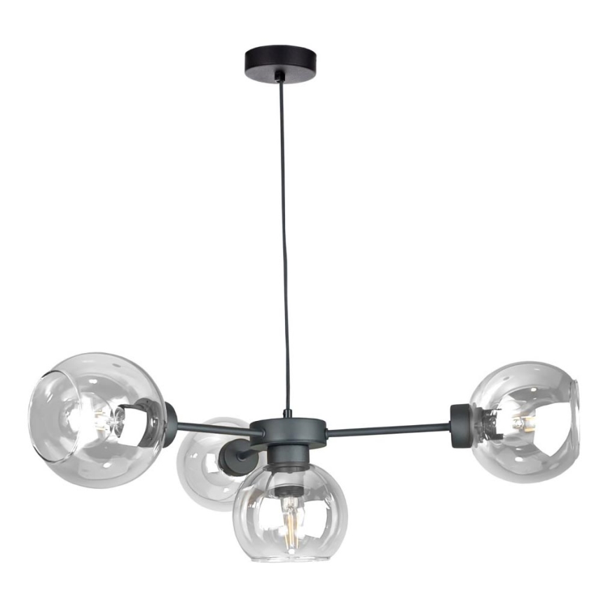 Lampadario a sospensione con filo KALIOPE 4xE27/60W/230V nero/limpido