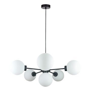Lampadario a sospensione con filo KALIOPE 6xE14/50W/230V nero/bianco