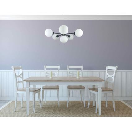 Lampadario a sospensione con filo KALIOPE 6xE14/50W/230V nero/bianco