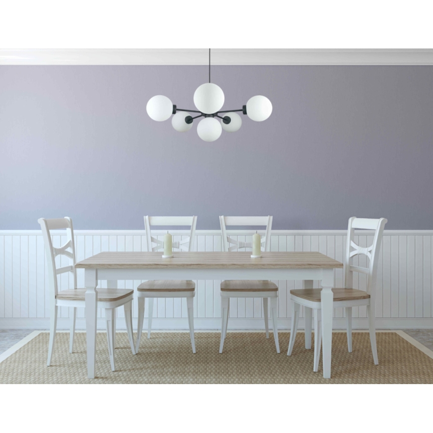 Lampadario a sospensione con filo KALIOPE 6xE14/50W/230V nero/bianco