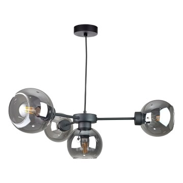 Lampadario a sospensione con filo KALIOPE 6xE27/60W/230V nero/fumé nero