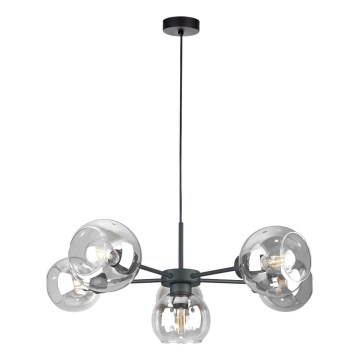 Lampadario a sospensione con filo KALIOPE 6xE27/60W/230V nero/limpido