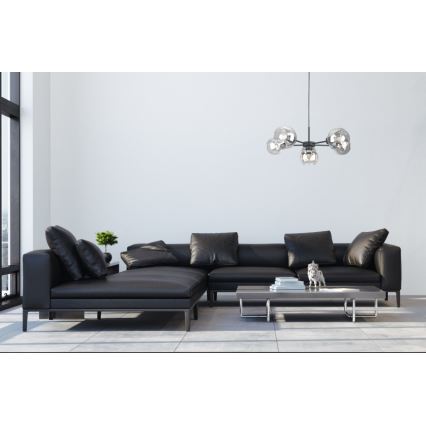 Lampadario a sospensione con filo KALIOPE 6xE27/60W/230V nero/limpido