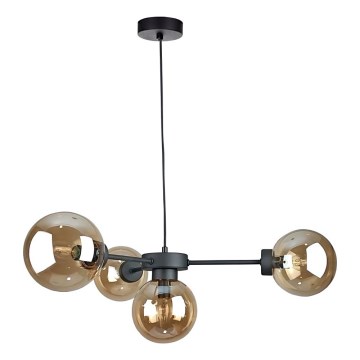 Lampadario a sospensione con filo KALIOPE II 4xE14/50W/230V nero/fumé beige