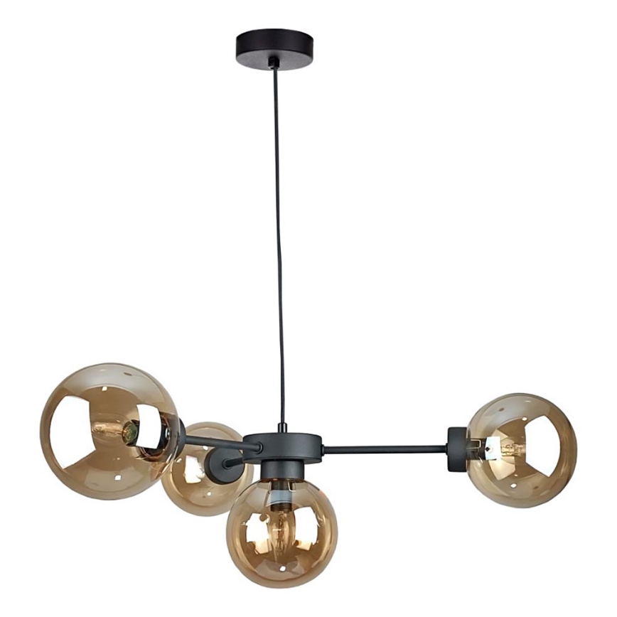 Lampadario a sospensione con filo KALIOPE II 4xE14/50W/230V nero/fumé beige