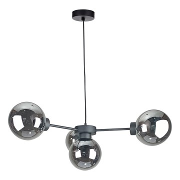 Lampadario a sospensione con filo KALIOPE II 4xE14/50W/230V nero/fumé nero