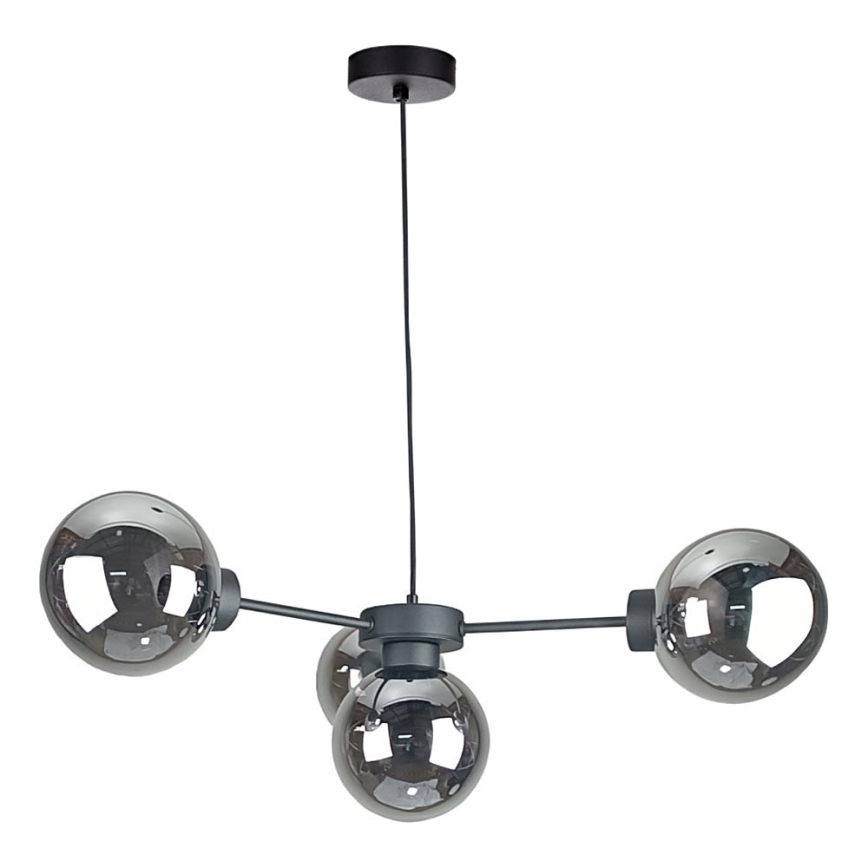 Lampadario a sospensione con filo KALIOPE II 4xE14/50W/230V nero/fumé nero