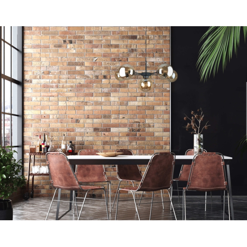 Lampadario a sospensione con filo KALIOPE II 6xE14/50W/230V nero/fumé beige