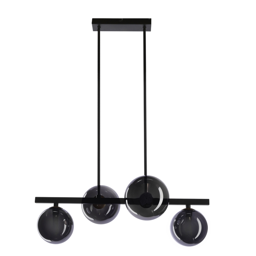 Lampadario a sospensione con filo KAMA 4xG9/28W/230V nero/fumé nero