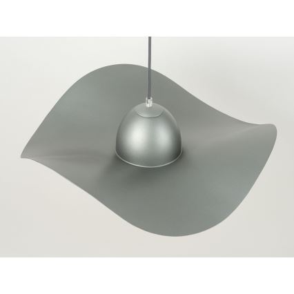 Lampadario a sospensione con filo KAPELLO 1xE27/60W/230V diametro 55 cm grigio/argento