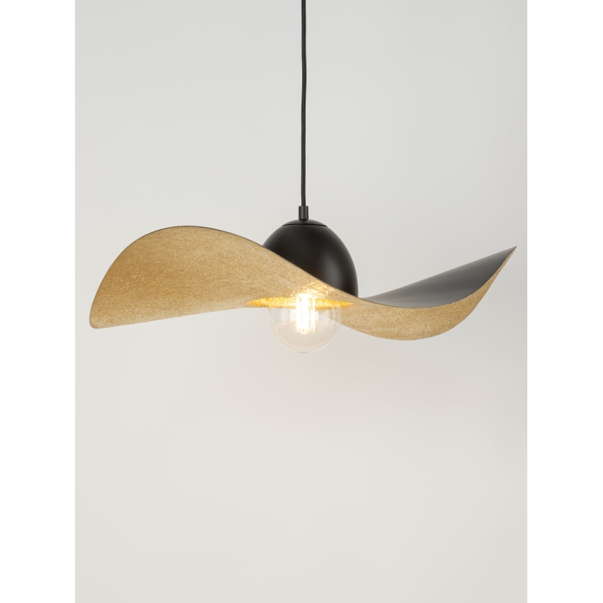 Lampadario a sospensione con filo KAPELLO 1xE27/60W/230V diametro 55 cm nero/oro