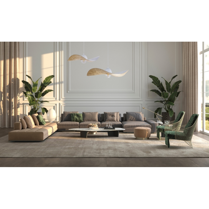Lampadario a sospensione con filo KAPELLO 1xE27/60W/230V diametro 76 cm bianco/oro