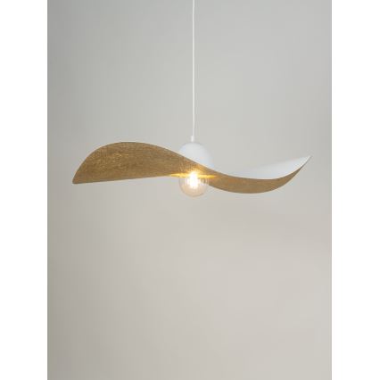 Lampadario a sospensione con filo KAPELLO 1xE27/60W/230V diametro 76 cm bianco/oro