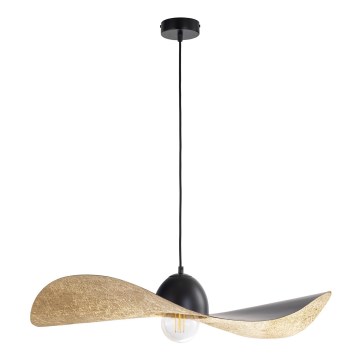 Lampadario a sospensione con filo KAPELLO 1xE27/60W/230V diametro 76 cm nero/oro