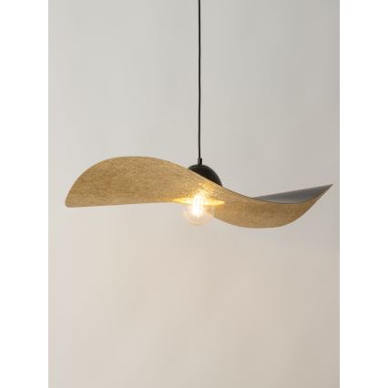 Lampadario a sospensione con filo KAPELLO 1xE27/60W/230V diametro 76 cm nero/oro