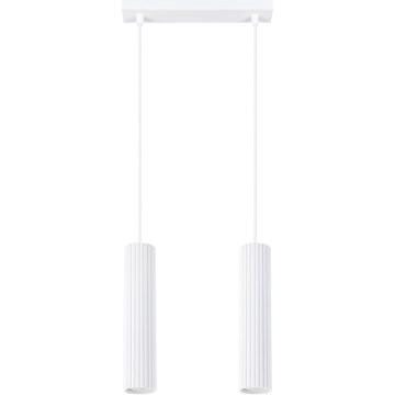 Lampadario a sospensione con filo KARBON 2xGU10/10W/230V bianco