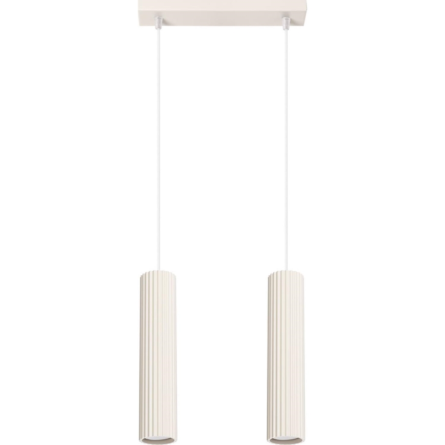 Lampadario a sospensione con filo KARBON 2xGU10/10W/230V color crema