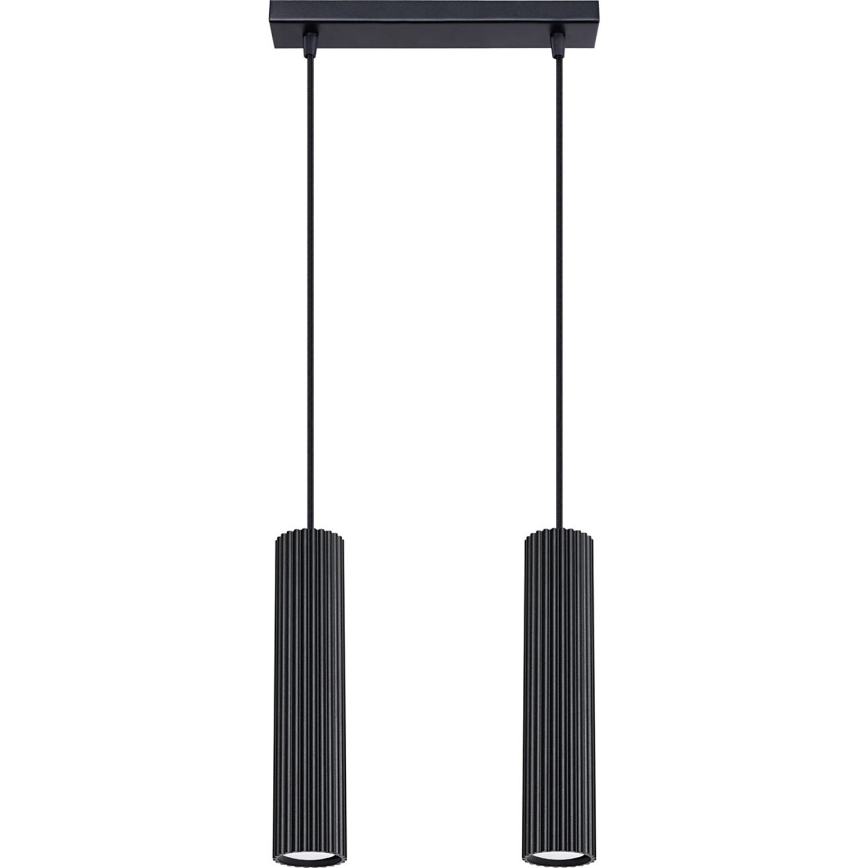 Lampadario a sospensione con filo KARBON 2xGU10/10W/230V nero