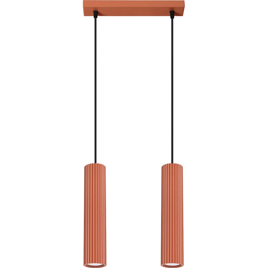 Lampadario a sospensione con filo KARBON 2xGU10/10W/230V rosso