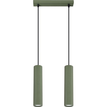 Lampadario a sospensione con filo KARBON 2xGU10/10W/230V verde