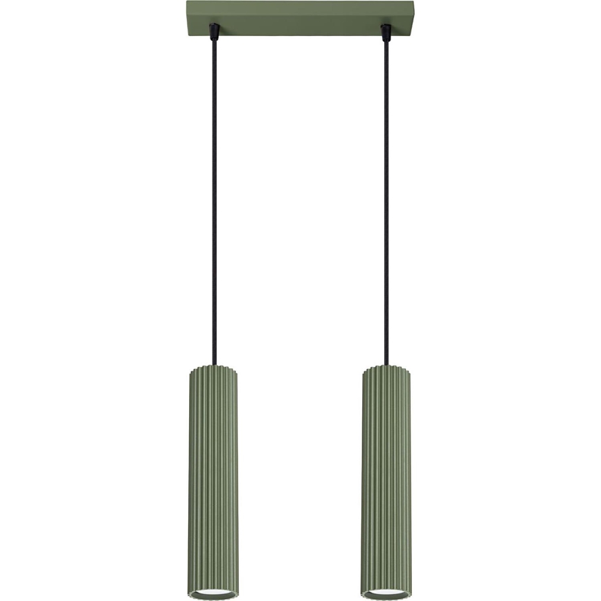 Lampadario a sospensione con filo KARBON 2xGU10/10W/230V verde