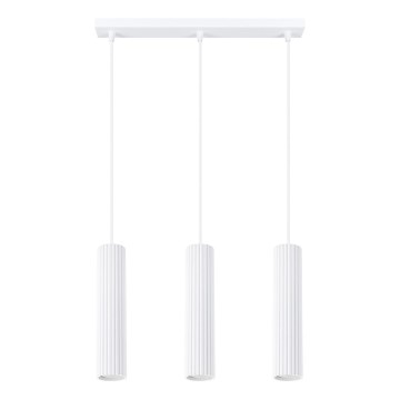 Lampadario a sospensione con filo KARBON 3xGU10/10W/230V bianco