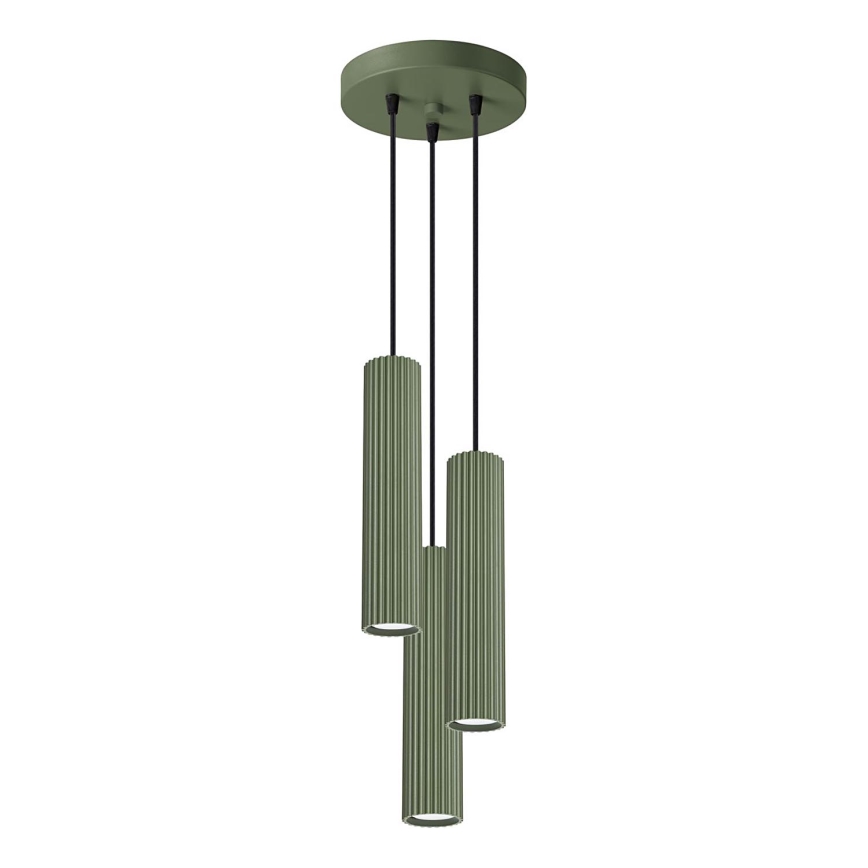 Lampadario a sospensione con filo KARBON 3xGU10/10W/230V verde
