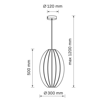Lampadario a sospensione con filo KAREI 1xE27/20W/230V diametro 30 cm nero