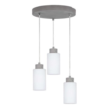 Lampadario a sospensione con filo KARLA 3xE27/60W/230V calcestruzzo - certificato FSC