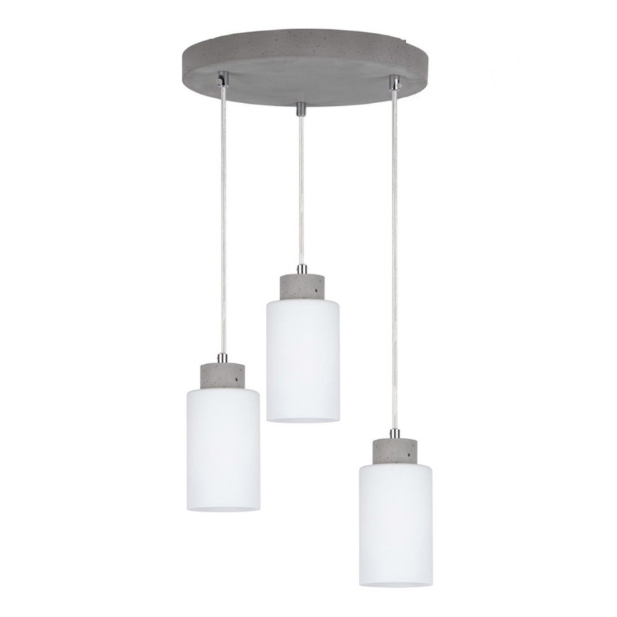 Lampadario a sospensione con filo KARLA 3xE27/60W/230V calcestruzzo