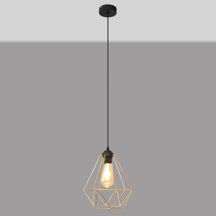 Lampadario a sospensione con filo KARO 1xE27/15W/230V oro/nero