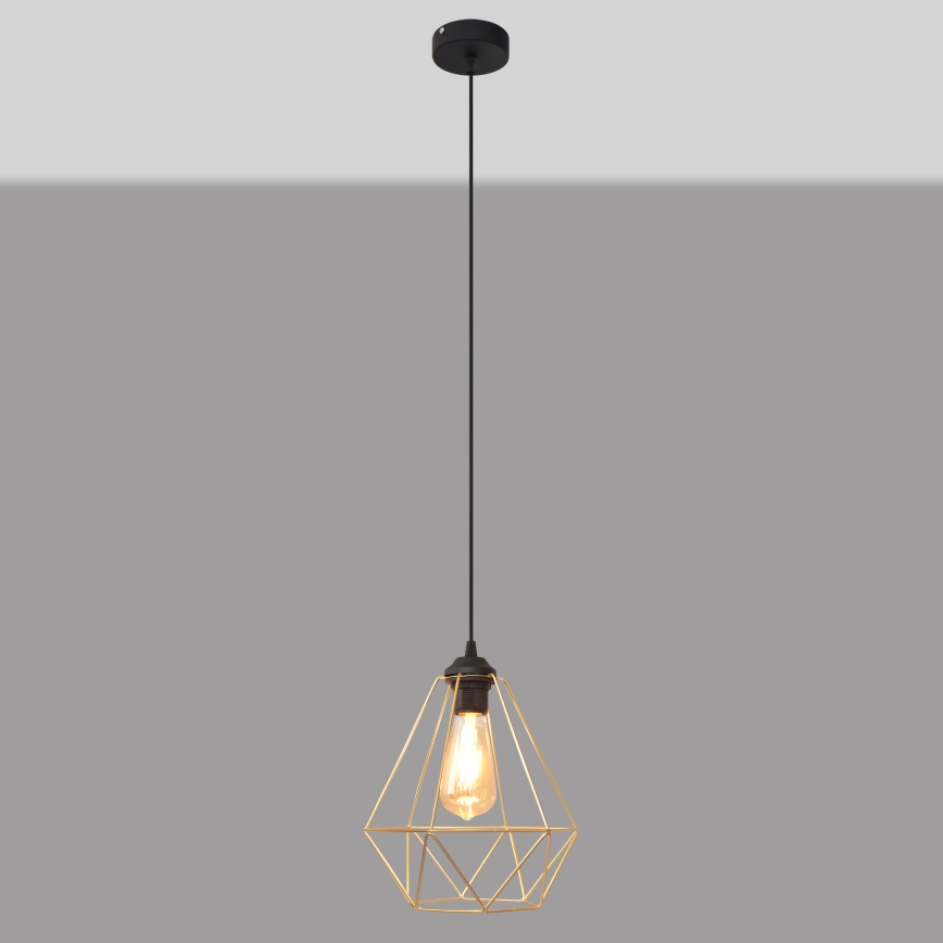 Lampadario a sospensione con filo KARO 1xE27/15W/230V oro/nero