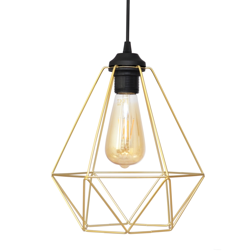 Lampadario a sospensione con filo KARO 1xE27/15W/230V oro/nero