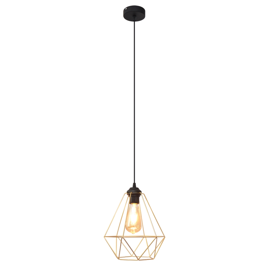 Lampadario a sospensione con filo KARO 1xE27/15W/230V oro/nero
