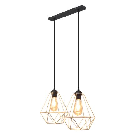 Lampadario a sospensione con filo KARO 2xE27/15W/230V oro/nero