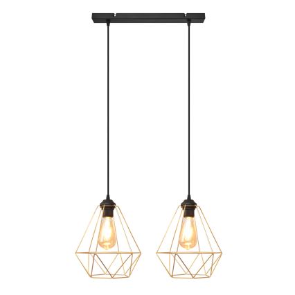 Lampadario a sospensione con filo KARO 2xE27/15W/230V oro/nero