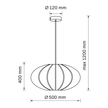 Lampadario a sospensione con filo KINU 1xE27/20W/230V diametro 50 cm nero
