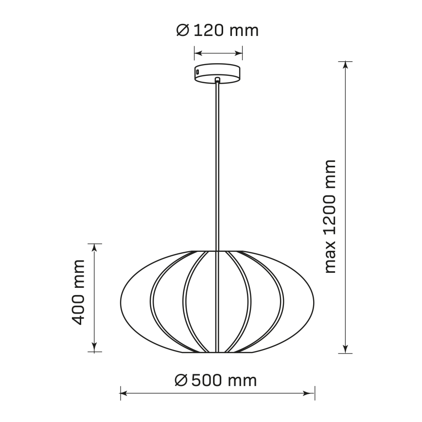 Lampadario a sospensione con filo KINU 1xE27/20W/230V diametro 50 cm nero