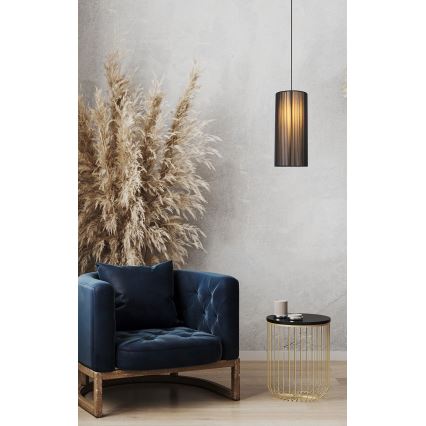 Lampadario a sospensione con filo KIOTO 1xE27/40W/230V diametro 18 cm nero/faggio